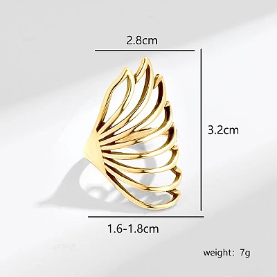 Minimalist Hollow Feather Brass Finger Ring for Women UI5232-1-1