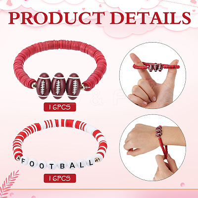 32Pcs 2 Style Handmade Polymer Clay & Acrylic Bead Bracelets BJEW-PH02016-1