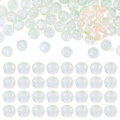 100Pcs Crackle Transparent Glass UV Reactive Beads GLAA-TA0004-28C-1