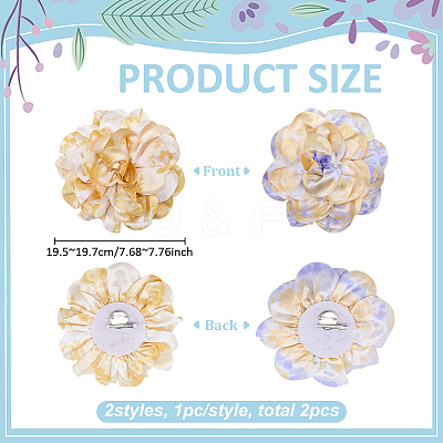 2Pcs 2 Colors Polyester Camellia Brooches JEWB-FG0001-64B-1