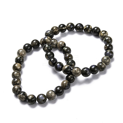 Natural Glaucophane Stretch Beaded Bracelets G-A185-01W-1