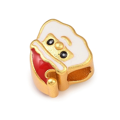 Christams Brass Enamel European Beads KK-F922-03A-G-1