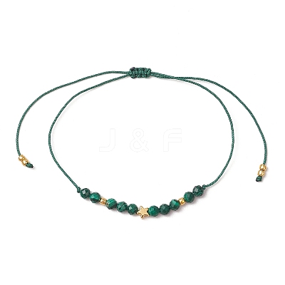 Natural Round Malachite Beads Braided Bead Bracelets for Women BJEW-JB11655-11-1
