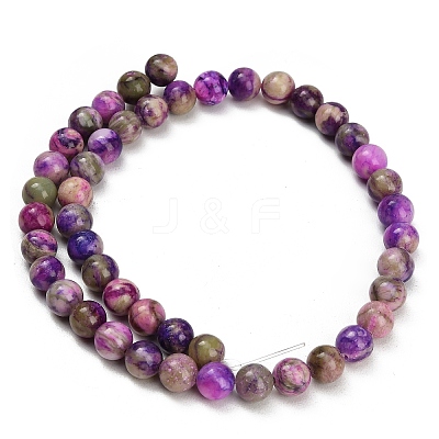 Dyed Natural White JadeImitation Charoite Smooth Round Beads Strands GG-CBA3334-A01-8mm-B-1