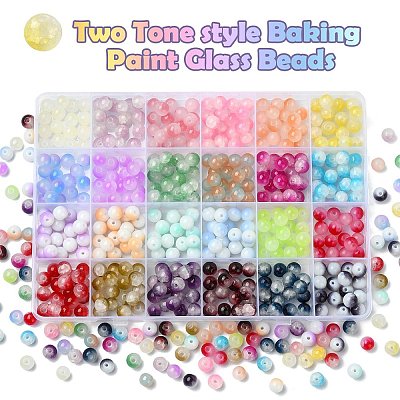 528Pcs 24 Style Mixed Style Glass Beads DGLA-YW0001-20-1