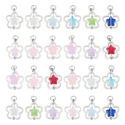 50Pcs Alloy & Glass Pendants PALLOY-TAC0239-1