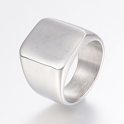 Tarnish Resistant 304 Stainless Steel Signet Band Rings for Men RJEW-G091-16-18mm-P-1