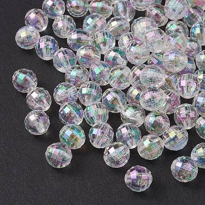 Faceted Eco-Friendly Transparent Acrylic Round Beads TACR-YW0001-85-1