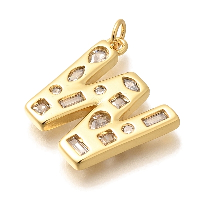 Brass Micro Pave Clear Cubic Zirconia Pendants KK-G521-01G-W-1