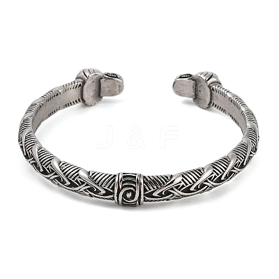 Viking 304 Stainless Steel Open Cuff Bangles for Men BJEW-U001-05B-AS-1
