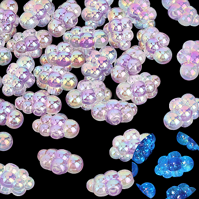 35Pcs UV Plating Rainbow Iridescent Acrylic Beads PACR-PA0001-23B-1