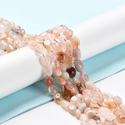 Natural Cherry Blossom Agate Beads Strands G-P497-01A-01-1