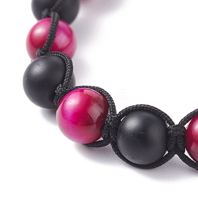 Round Stone Braided Bead Bracelets Set BJEW-JB07260-04-1