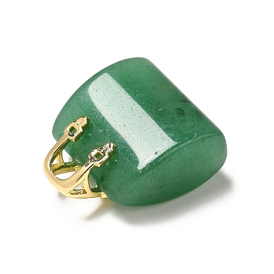 Natural Green Aventurine Brass Pendants KK-E274-01G-14-1