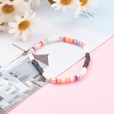 Handmade Polymer Clay Heishi Beaded Stretch Bracelets BJEW-JB06146-05-1