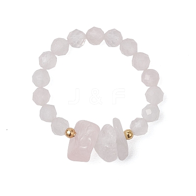 Natural Rose Quartz Beaded Rings RJEW-TA00191-03-1