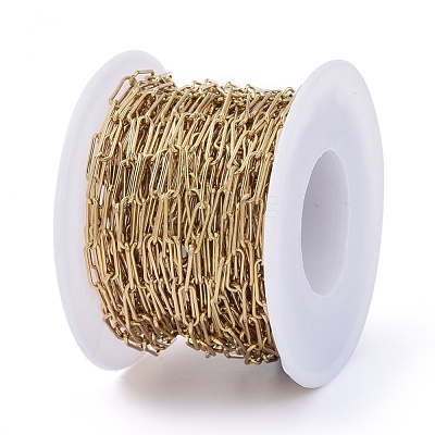 PVD Vacuum Plating 304 Stainless Steel Paperclip Chains CHS-L022-02P-G-1