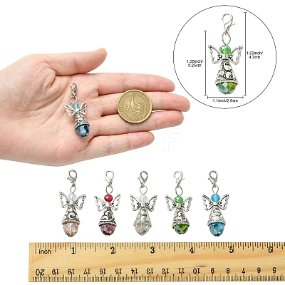 20Pcs 5 Colors Angel Glass Acrylic Pendants HJEW-FS00016-1