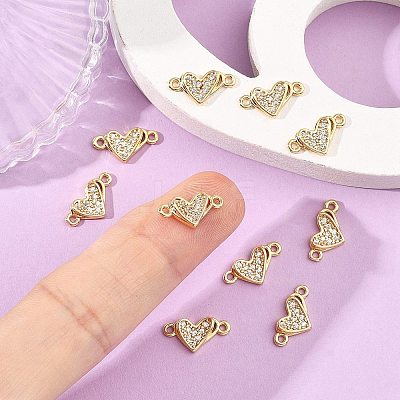 SHEGRACE Brass Micro Pave Clear Cubic Zirconia Connector Charms XGRQ3P757-597G-1