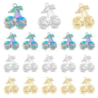 18Pcs 3 Colors Ion Plating(IP) 304 Stainless Steel Pendants STAS-DC0014-08-1