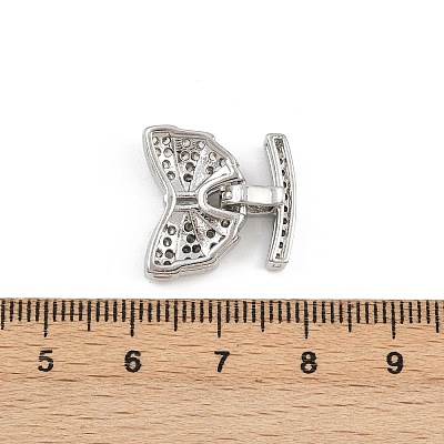 Brass Micro Pave Clear Cubic Zirconia Fold Over Clasps KK-C075-38P-1