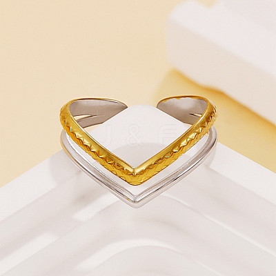 304 Stainless Steel Cuff Open Rings for Women SA-CBABC9E-05E-GP-1
