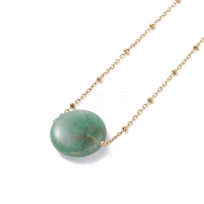 Flat Round Natural Mixed Stone Pendant Necklace for Girl Women NJEW-JN03749-1