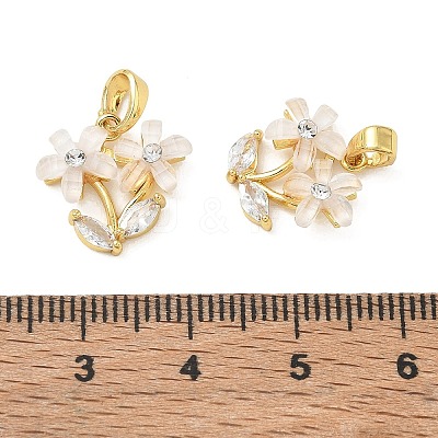 Brass Micro Pave Cubic Zirconia Charms CU-CBA8C34-01G-02-1