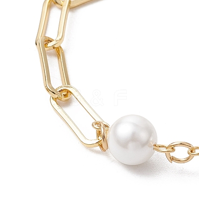 2Pcs 2 Styles Bowknot Aluminium Twisted Curb Chains Bracelet & Brass Paperclip & Shell Pearl Chains Bracelet Set for Women BJEW-JB11601-1