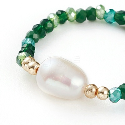 Glass Beads Stretch Rings RJEW-JR00314-1
