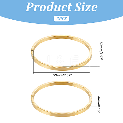 2Pcs 304 Stainless Steel Plain Bangles BJEW-UN0001-49-1