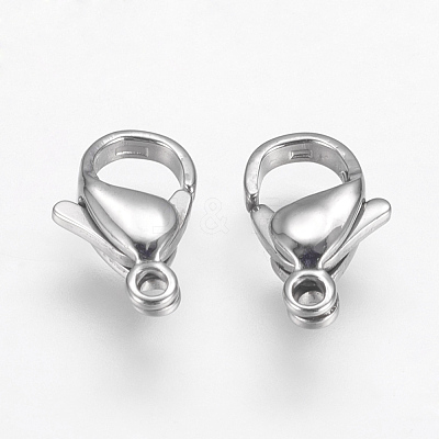 Tarnish Resistant 304 Stainless Steel Lobster Claw Clasps STAS-F125-12x7mm-P-1