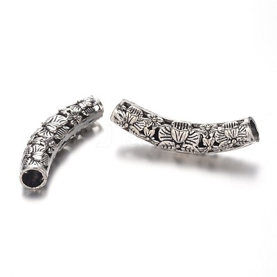 Flower Pattern Hollow Alloy Tube Beads PALLOY-K192-55AS-1