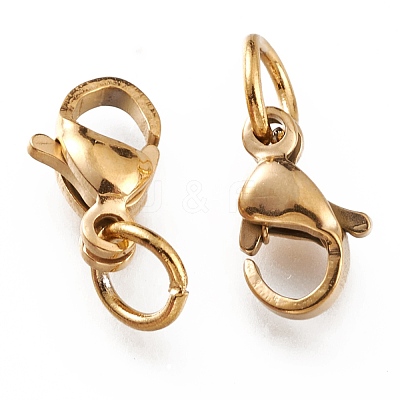 Ion Plating(IP) 304 Stainless Steel Lobster Claw Clasps STAS-G240-01A-G-1