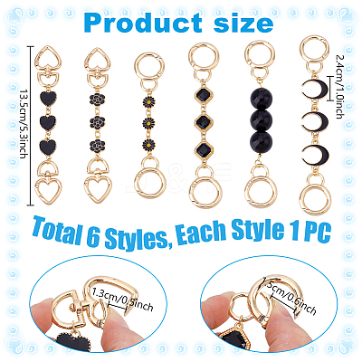 6Pcs 6 Styles Alloy Enamel Bag Extender Chains AJEW-PH01639-1