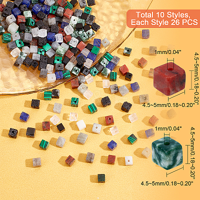 260Pcs 10 Style Natural & Synthetic Gemstone Beads Strands G-PH0019-30-1