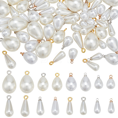 64Pcs 16 Styles ABS Plastic Imitation Pearl Pendants FIND-PH0027-70-1