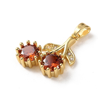 Brass Micro Pave Cubic Zirconia Pendants KK-I278-01G-1