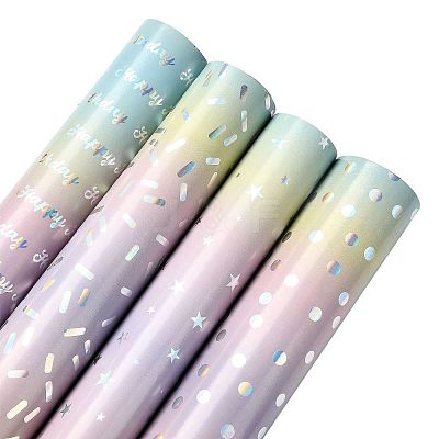 Rainbow Gradient Birthday Gift Wrapping Paper DIY-FZC0002-03B-1
