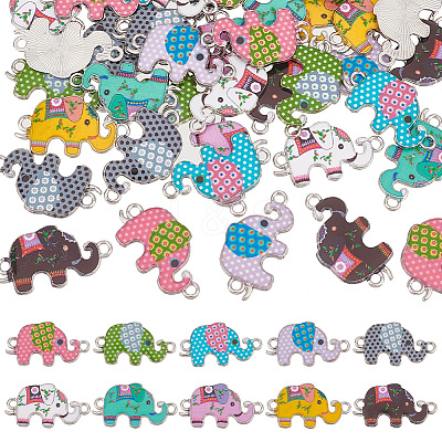 50Pcs 10 Colors Alloy Enamel Connector Charms ENAM-PH0002-62-1