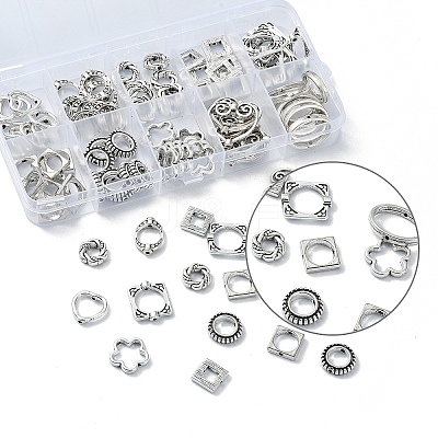 100Pcs 10 Styles Tibetan Style Alloy Bead Frames TIBEB-YW0001-27-1