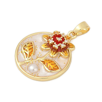 Brass Micro Pave Cubic Zirconia Pendants KK-U068-08G-02-1
