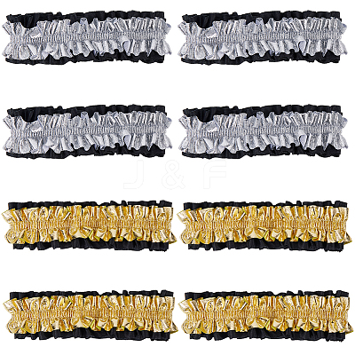 6 Pairs 2 Colors Polycotton Elastic Garter Leg Ring AJEW-GF0008-40-1