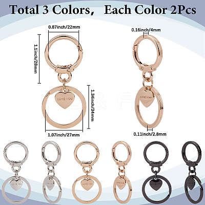 6Pcs 3 Colors Alloy Keychain Clasps FIND-SC0014-43-1