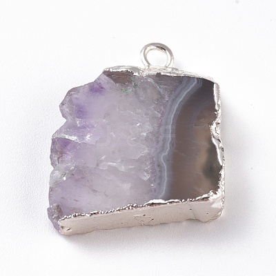Natural Dyed Amethyst Slice Pendants G-I251-10S-1