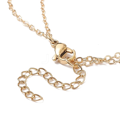 Glass Butterfly & Natural Pearl Pendants Double Layer Necklace with Clear Cubic Zirconia NJEW-TA00043-04-1