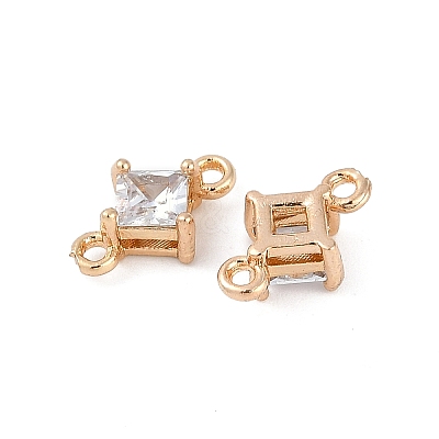 Brass Pave Glass Rhombus Links Connector Charms GLAA-Q088-001E-1