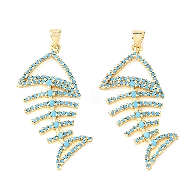 Brass Micro Pave Sky Blue Cubic Zirconia Pendants CU-CBA6938-05G-01-1