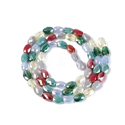 Electroplate Imitation Jade & Opaque & Transparent Glass Beads Strands EGLA-Q135-4x6MM-01G-1