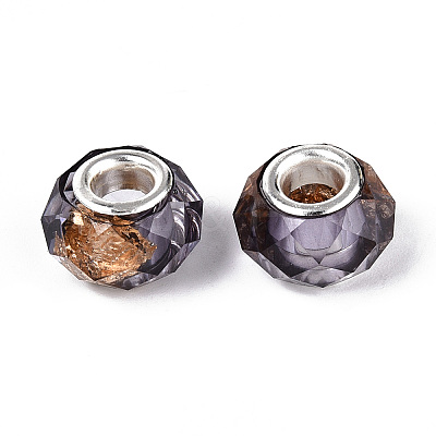 Transparent Resin Rondelle European Beads RESI-N044-01L-1